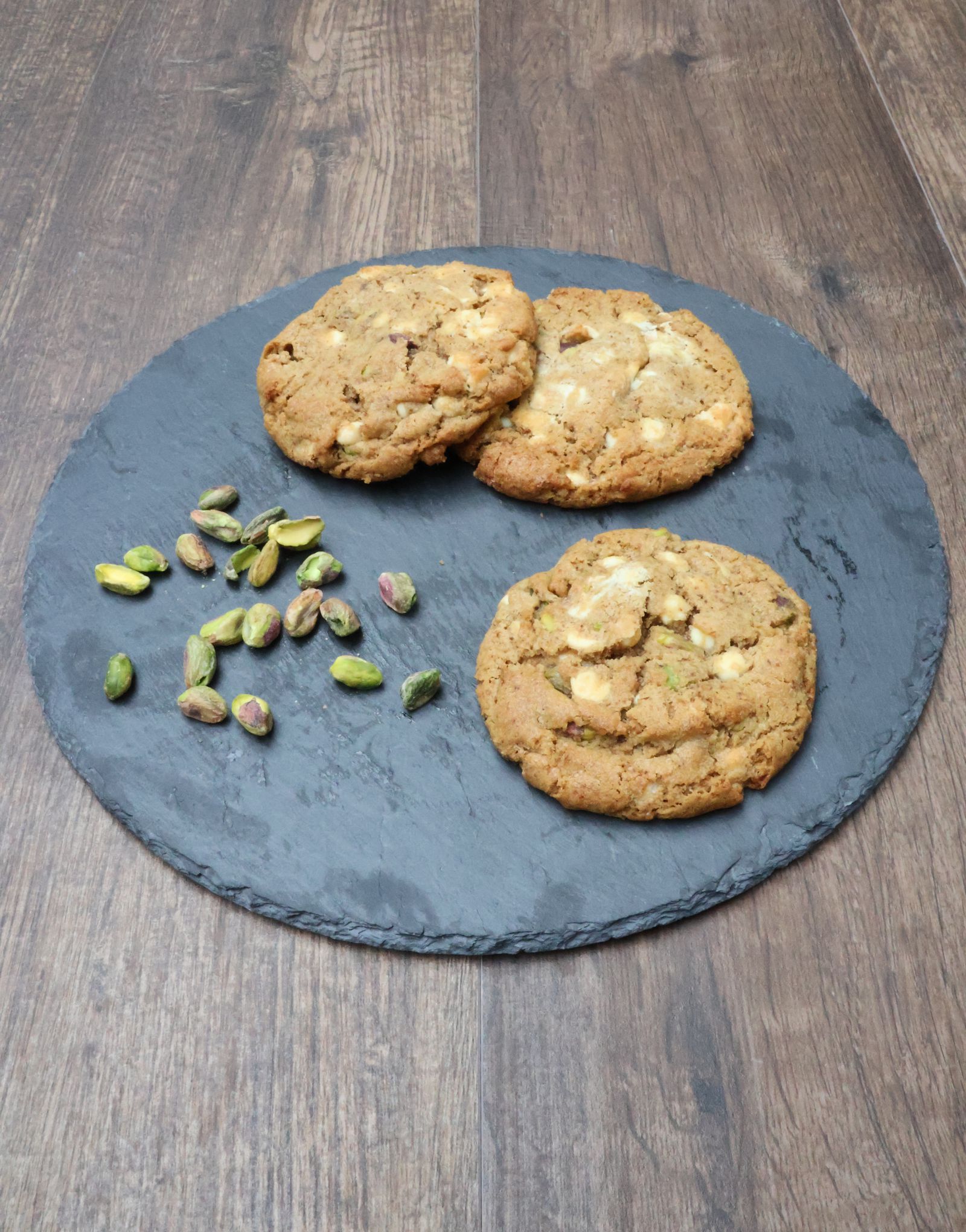 Cookies à la pistache et pépites de chocolat blanc